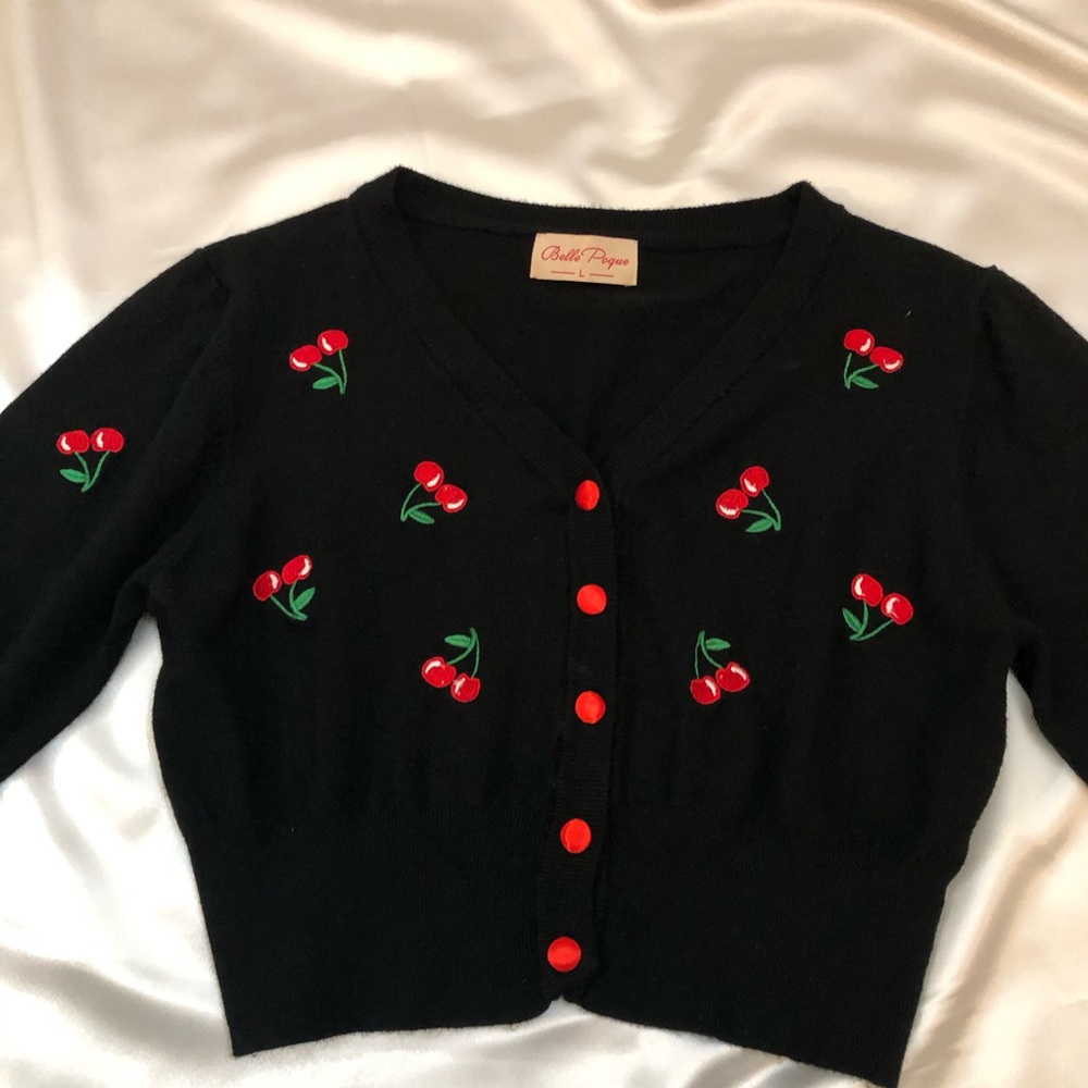 Cherry embroidered sweater